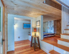 Second cabin with sleeping platform and 3/4 bath on the lower level. Kitchenette and great room is upstairs to the right. Second cabin with sleeping platform and 3/4 bath on the lower level. Kitchenette and great room is upstairs to the right.
