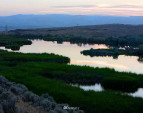 60 acres of lakes and ponds altogether: Hilltop Lake (30 acres) spills over the 400 ft. high basalt cliff into a water fall. Caliche Creek tumbles down alongside the Old Covered Wagon trail into the Coulee. 60 acres of lakes and ponds altogether: Hilltop Lake (30 acres) spills over the 400 ft. high basalt cliff into a water fall. Caliche Creek tumbles down alongside the Old Covered Wagon trail into the Coulee.