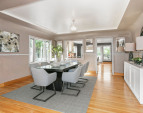 Dining room with kitchen beyond.