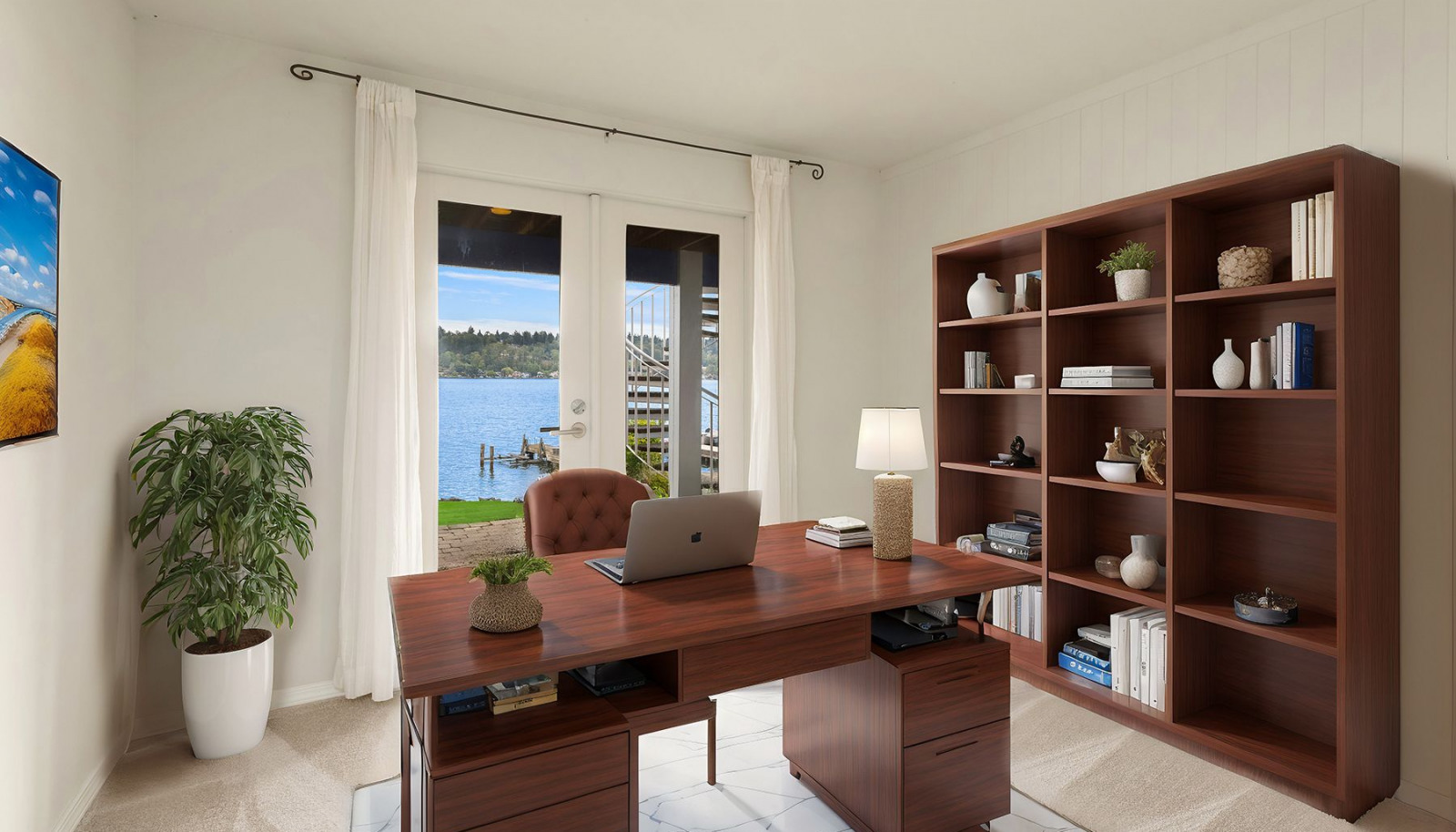 An office (virtually staged) on the lower level, or another guest bedroom?