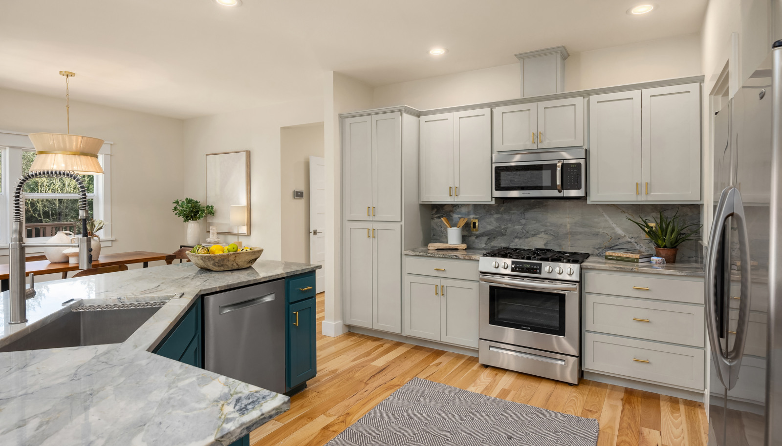High end stainless steel appliances.
