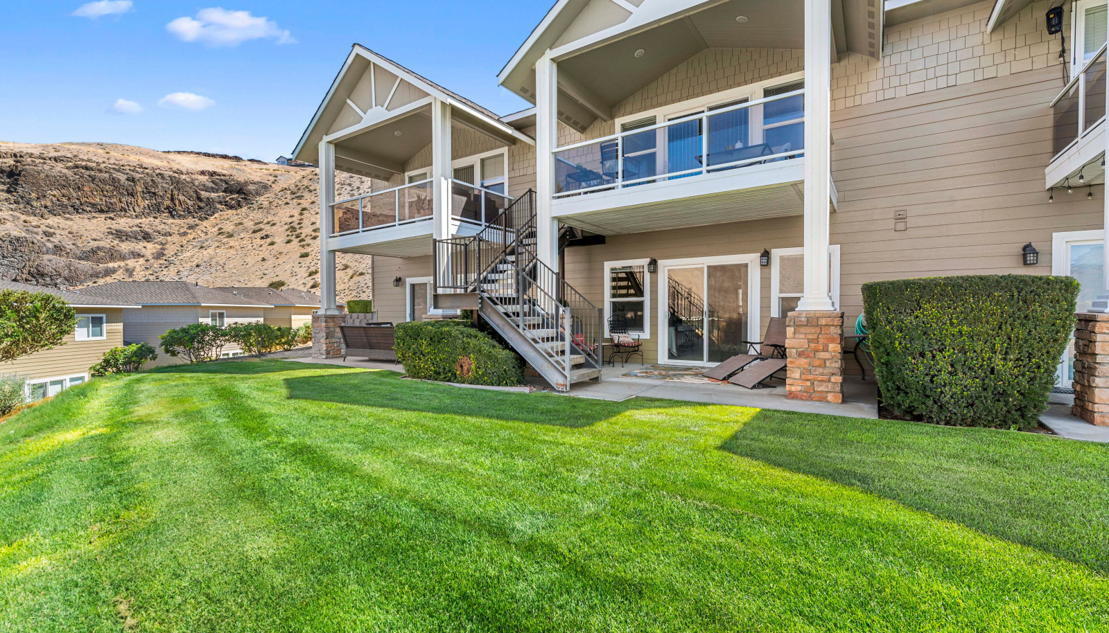 Lush lawn and mature landscaping