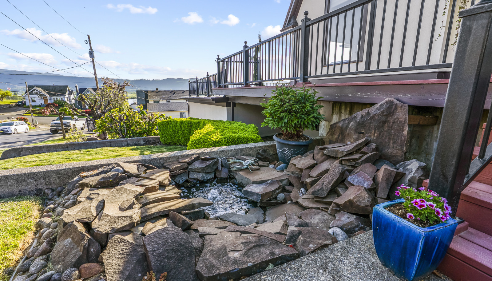 Water fountain off the front entry