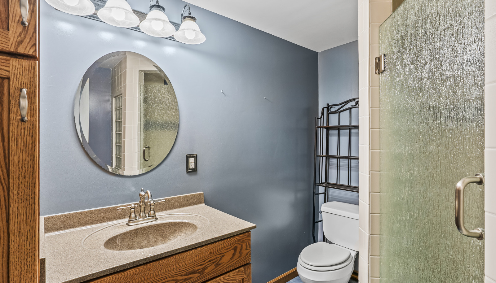 Lower level three-quarter bathroom