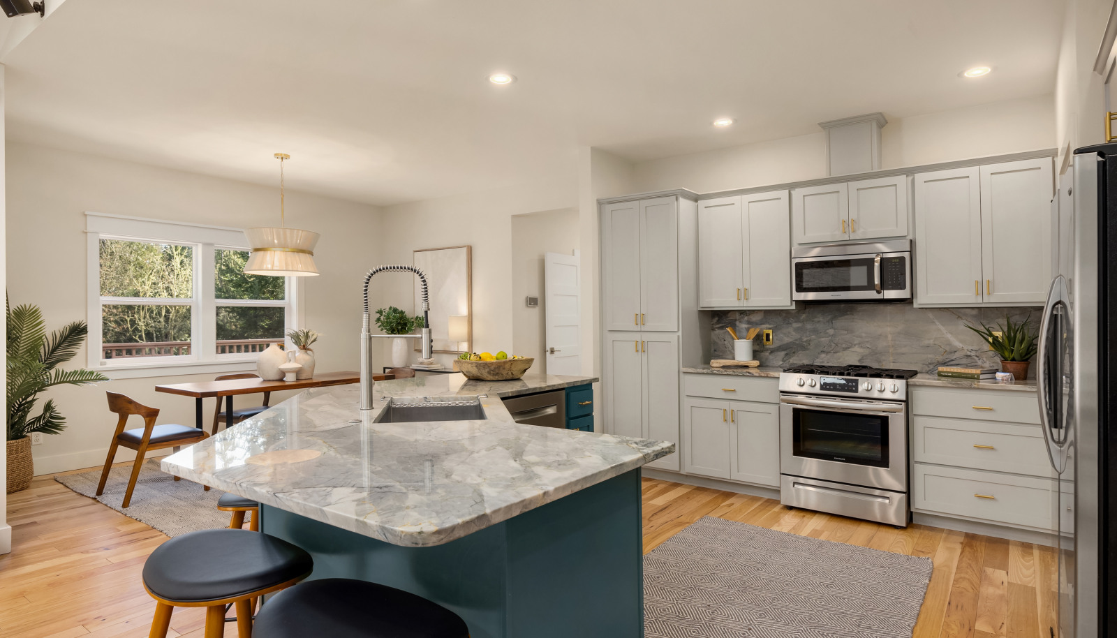 Renovated, designer kitchen. 