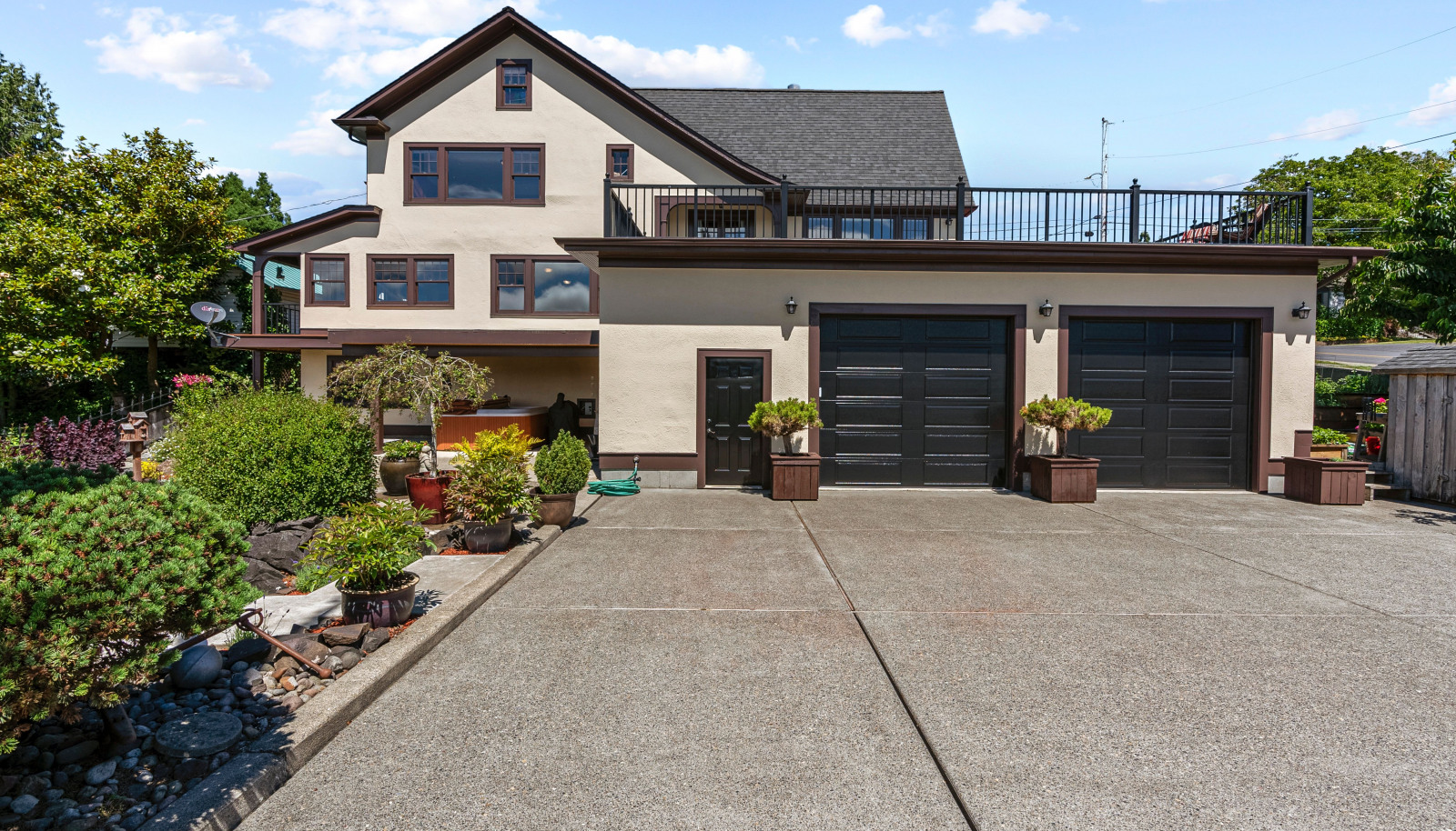 Large auto-court for off-street parking in addition to the two-car garage