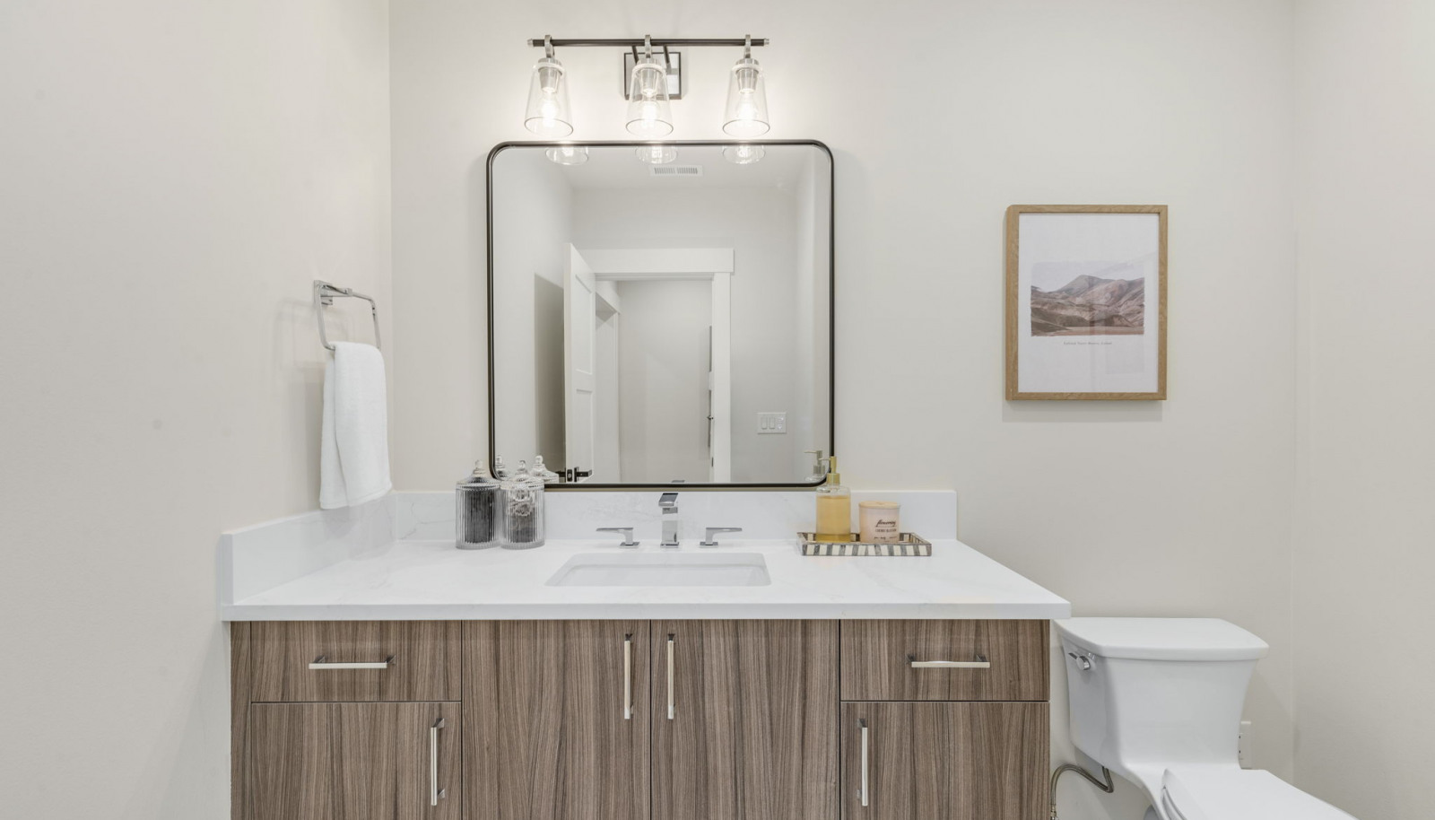 Second powder room for bonus room guests.