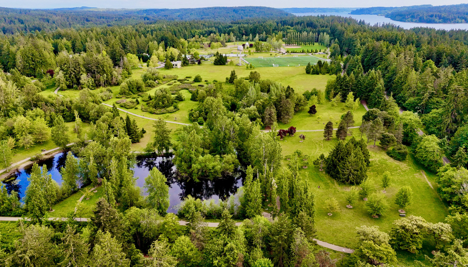 Literally only steps to the famous Battle Point Park with playing fields, a lake, playground, tennis courts, observatory, orchard and more!