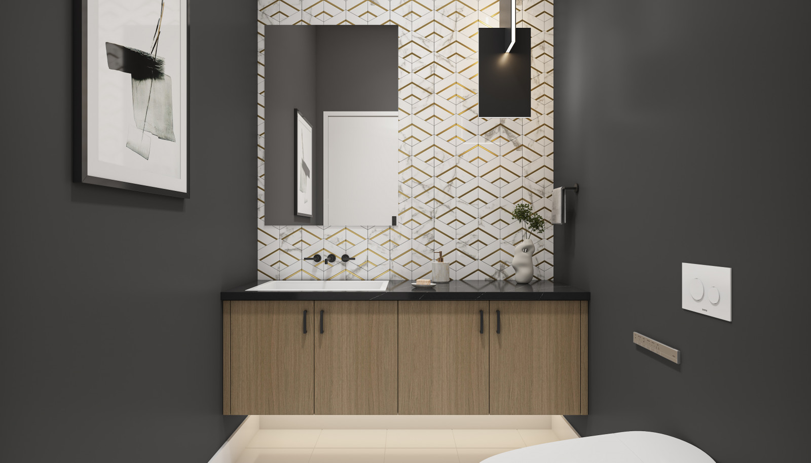 *RENDERING OF LOT 2 Powder room *For representation purposes only**