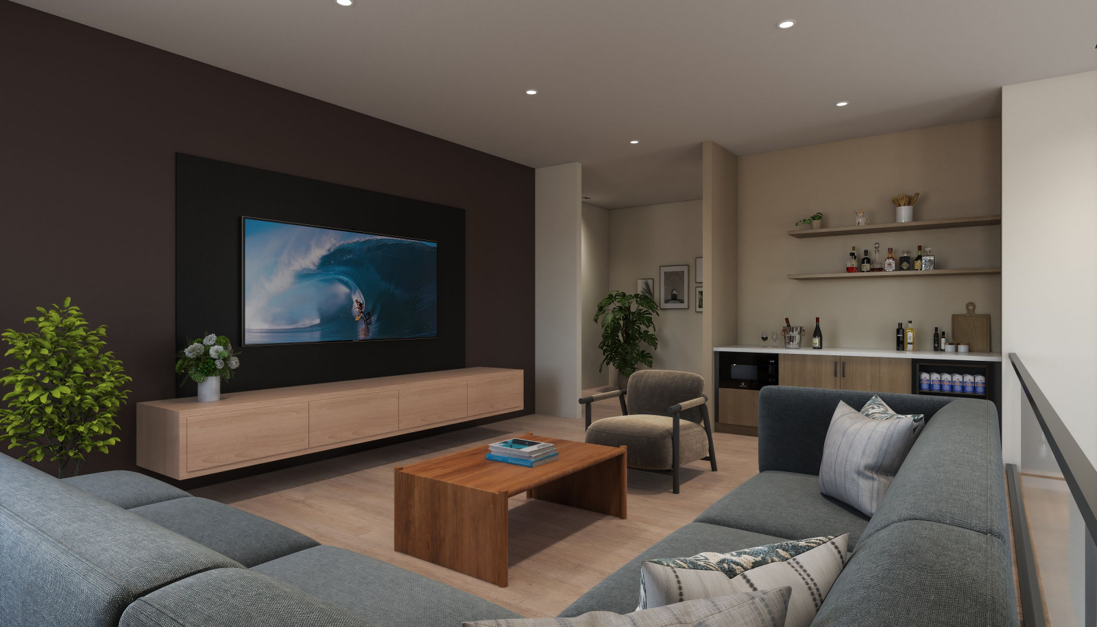 *RENDERING OF LOT 2 Main floor flex/media room *For representation purposes only**