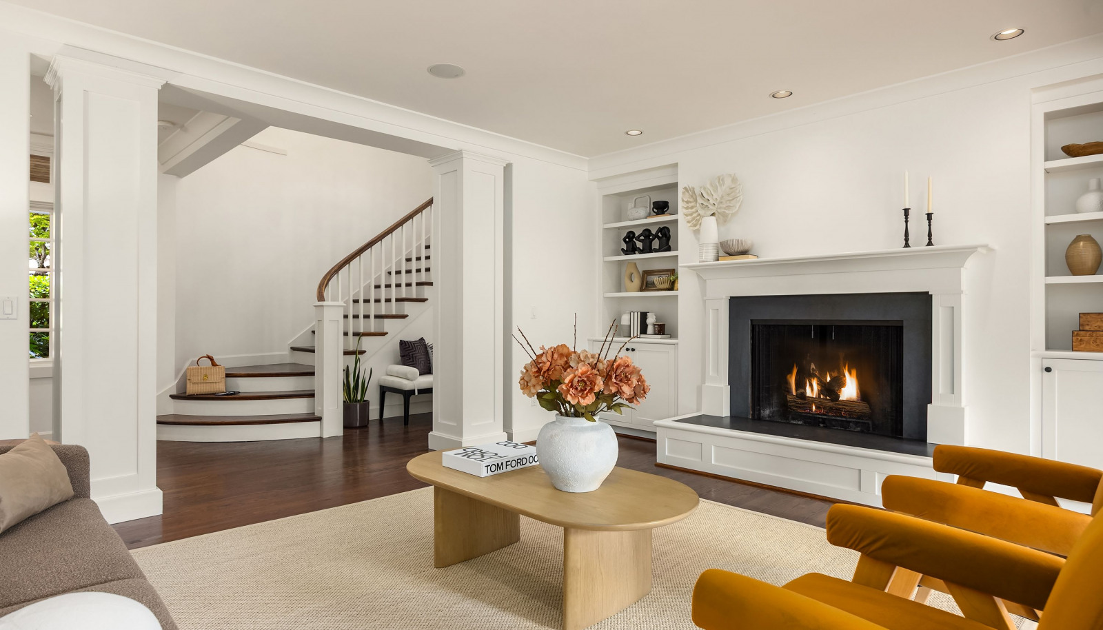 Looking back towards the front hall, you can se the staircase leading to the second story.