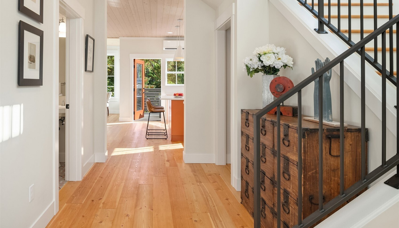 Gleaming solid wood floors grace the homes entry, living spaces and bedrooms. Gleaming solid wood floors grace the homes entry, living spaces and bedrooms.