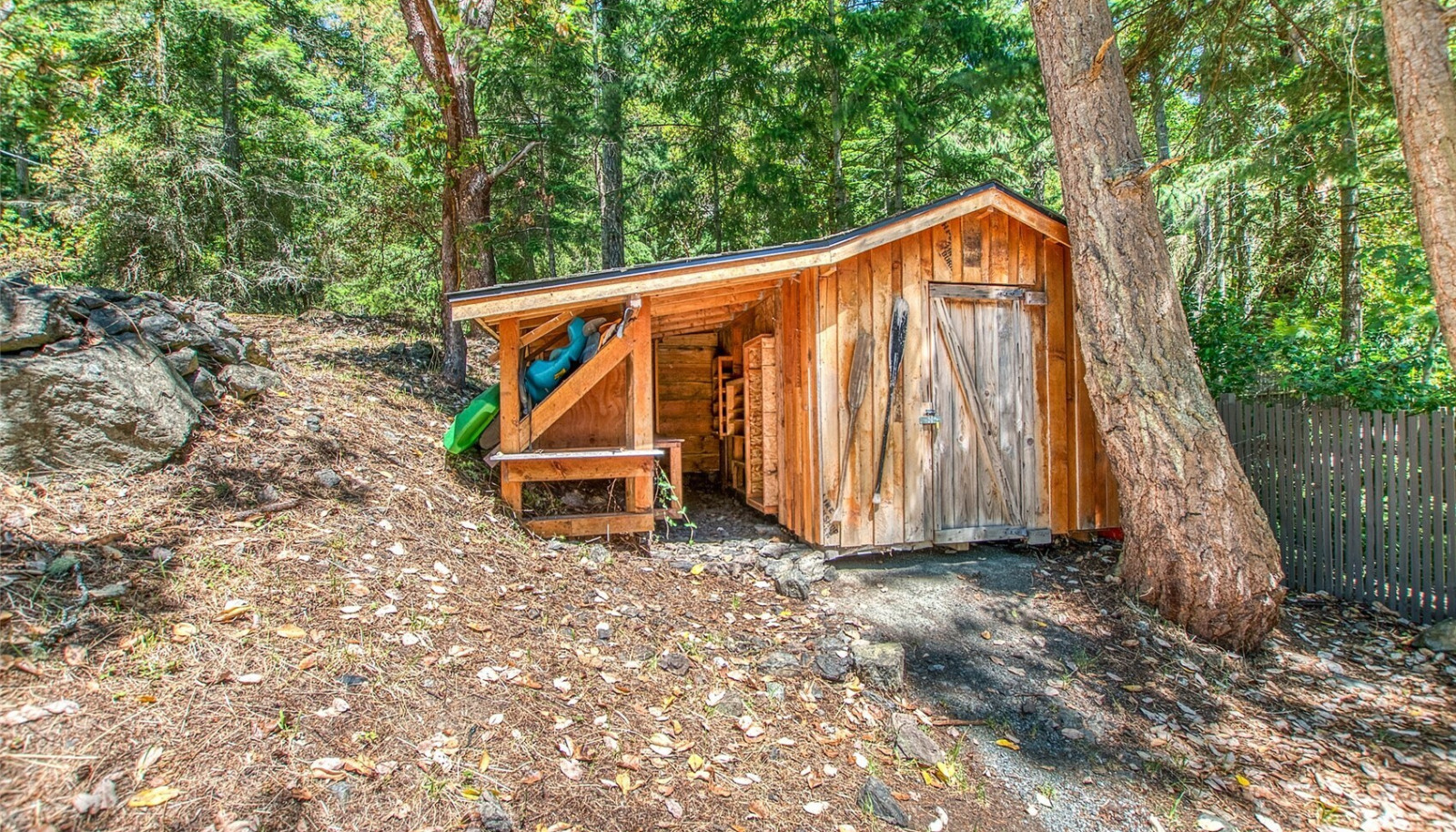 Kayak storage and boating/gear shed. Kayak storage and boating/gear shed.