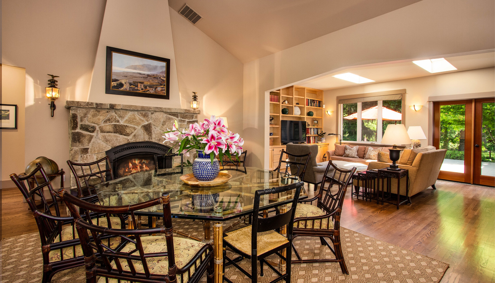 The open floor plan allows for flexible entertaining while still feeling comfortable and cozy.