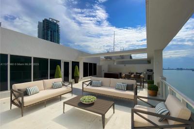 Rooftop terrace and view of Biscayne Bay