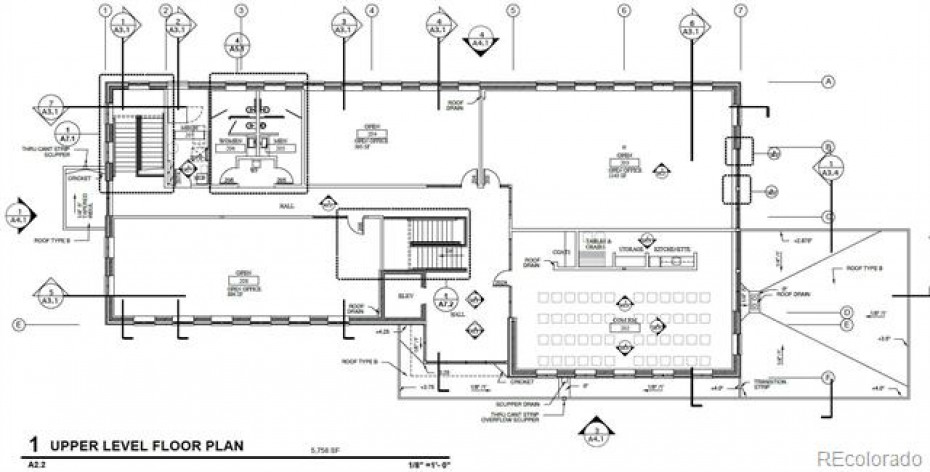 2nd Floor layout. Offices 203 and 208 are available for lease.
