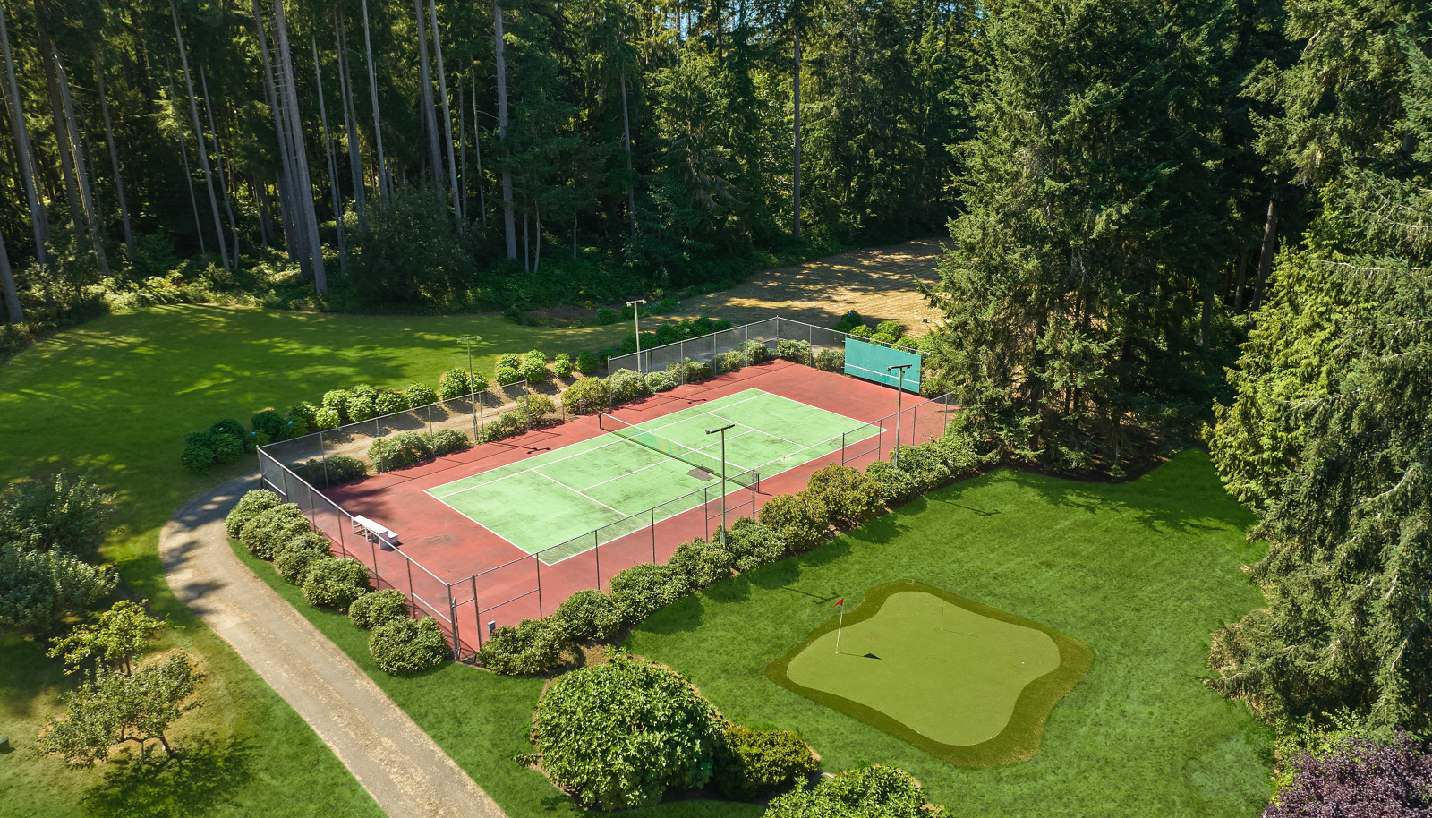 Tennis, golf, walking trails, two ponds, old growth forest, VIEWS, total privacy and a 100% self sustaining property.